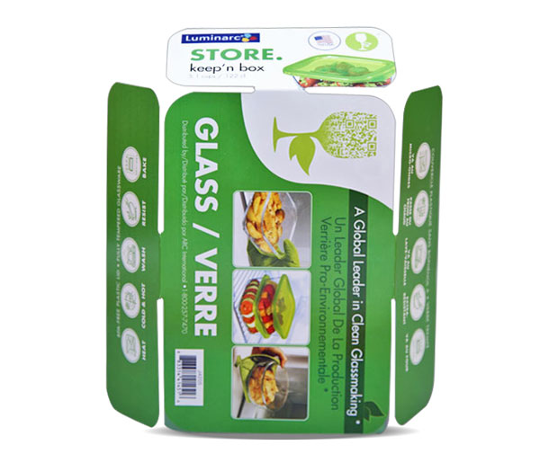 Sheppard Box prints inserts for glassware and plastic ware product displays.
